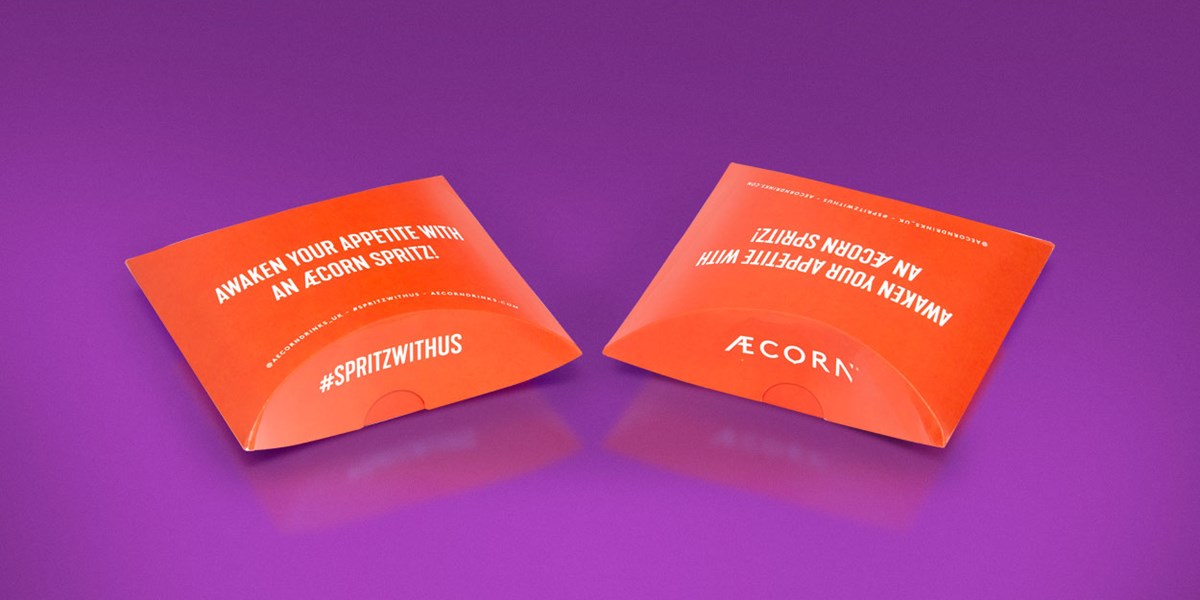 Aecorn Drinks Pillow Box Packaging